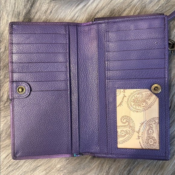 Anuschka Purple Crossbody Bag with Paisley Art - Picture 4 of 8